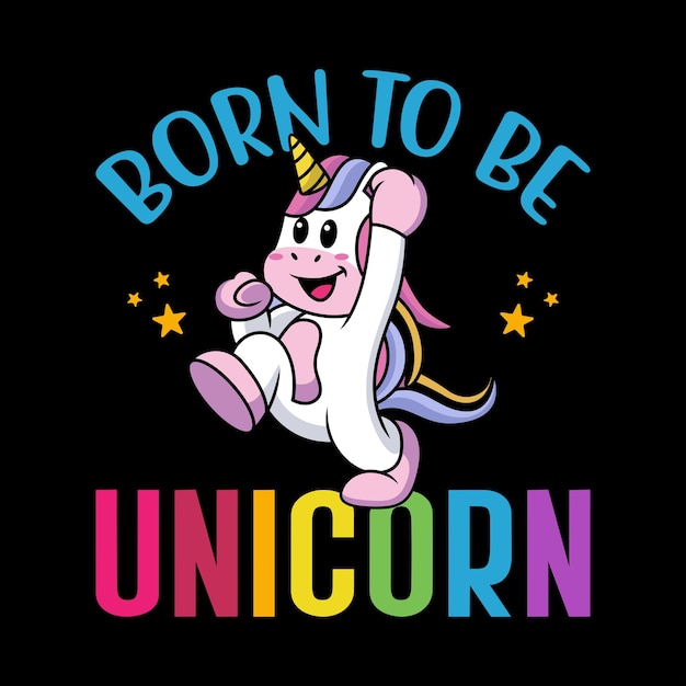 Vector unicorn tshirt design cute unicorn with a unicorn sign