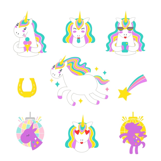 Unicorn vector illustration patch badges vector isolated on white background Girl unicorn design