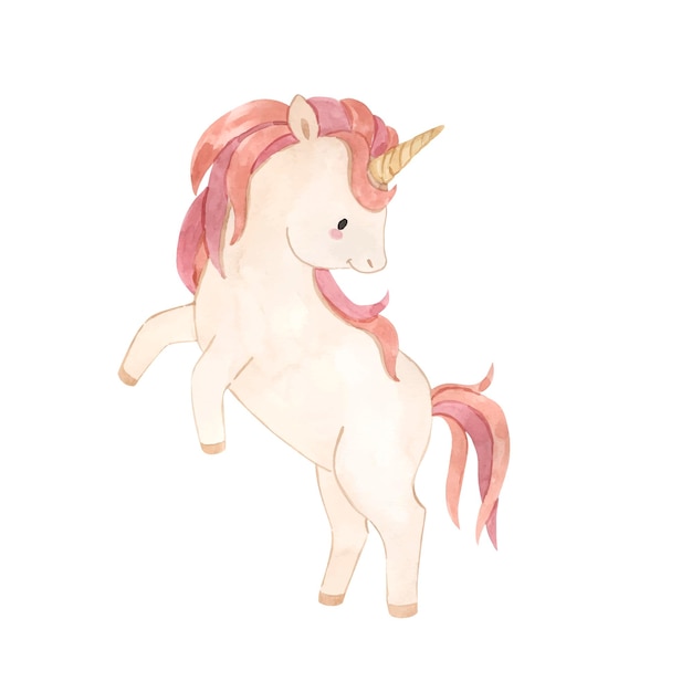 Unicorn watercolor illustration for kids