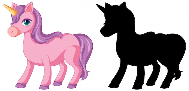 Unicorn with its silhouette