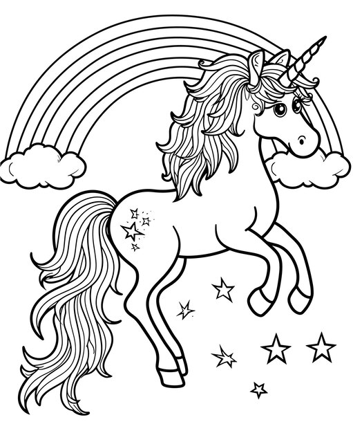 Vector a unicorn with a rainbow on its head