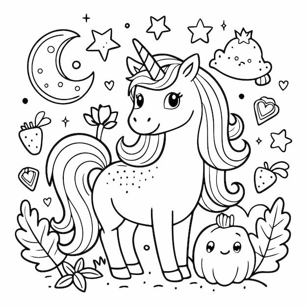 Vector a unicorn with a star on its head and the words unicorn on the top