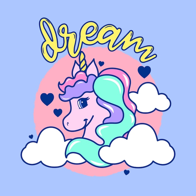 a unicorn with the word dream on it