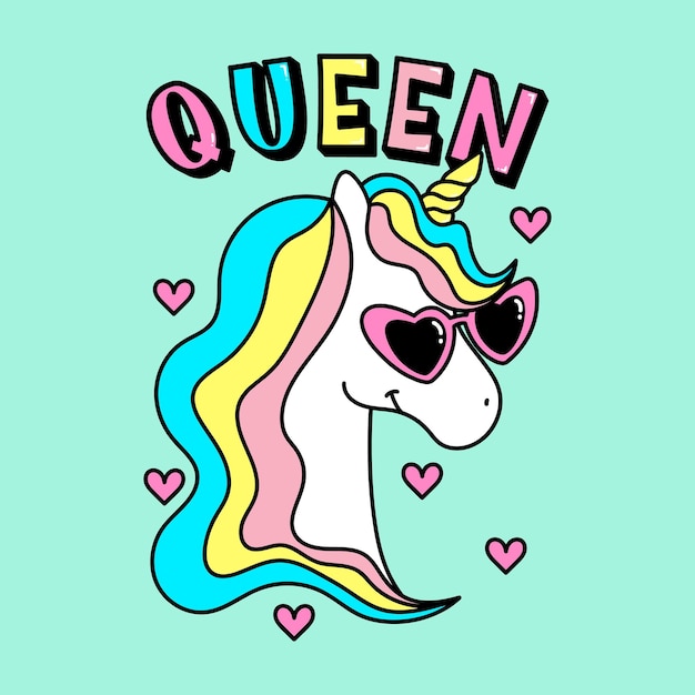 a unicorn with the words queen on it