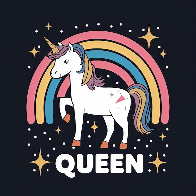 Vector a unicorn with the words queen princess on it