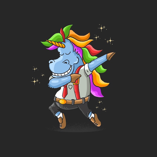 unicorn worker dabbing dance illustration