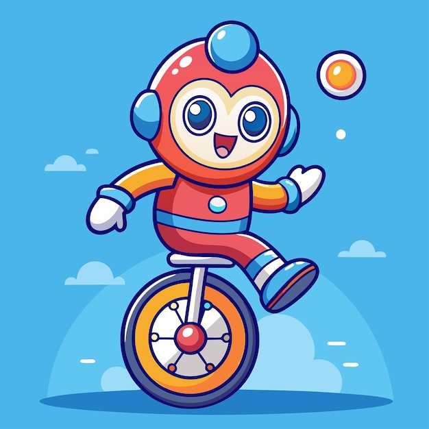 Vector unicycling clown diver in a cartoonish circus extravaganza