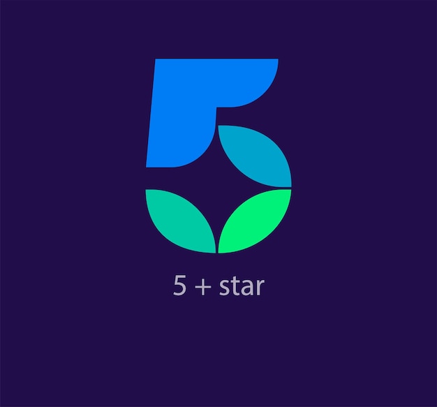 Unique 5 and star combination logo Modern color transitions Creative connecting star figure logo