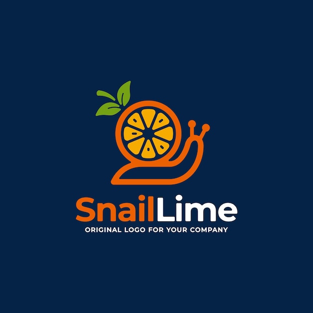 Unique animal logo with the concept of a snail carrying a lemon