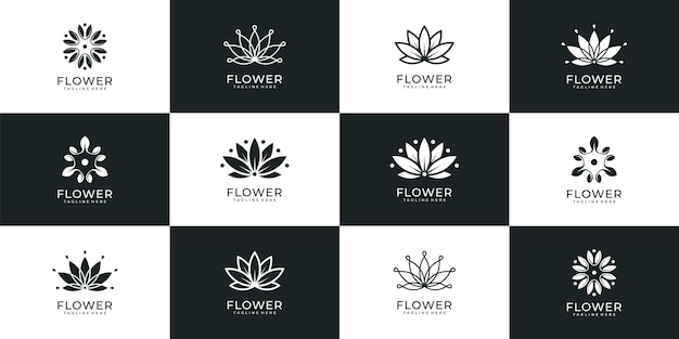 Unique beautiful luxury flower logo template for spa hotel resort