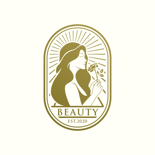 Unique beauty gold woman logo template