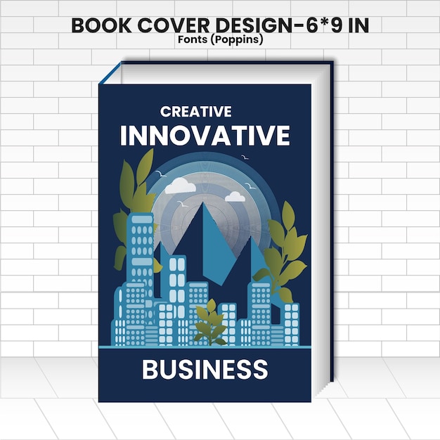 Vector unique book cover design in a blue box