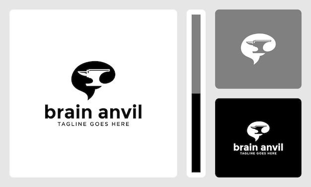 unique brain anvil vector logo design