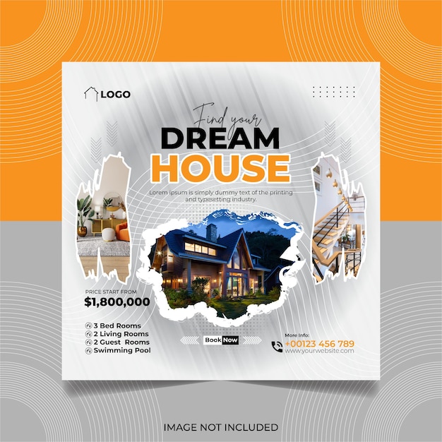 Unique Corporate Real estate social media post design house sale banner template Premium Vector