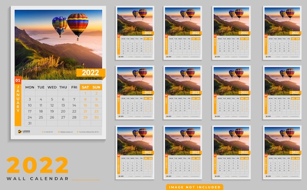 Unique design 2022 wall calendar template