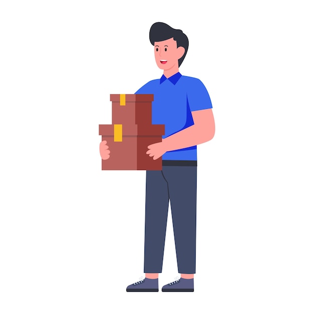 A unique design icon of delivery boy