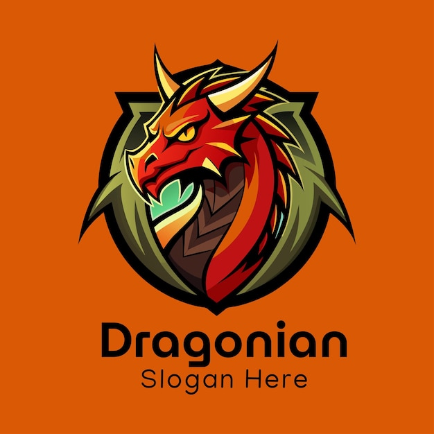 Vector unique dragon mascot logo design dragon with spread wings