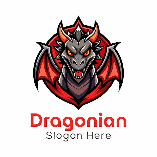 Unique Dragon Mascot Logo Design Dragon with Spread Wings