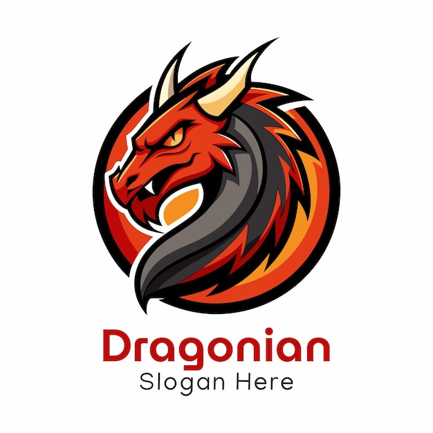 Unique Dragon Mascot Logo Design Dragon with Spread Wings