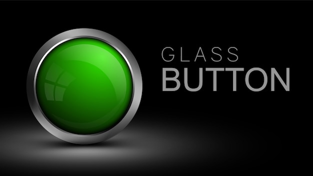 Unique glass green button. Button for web design.