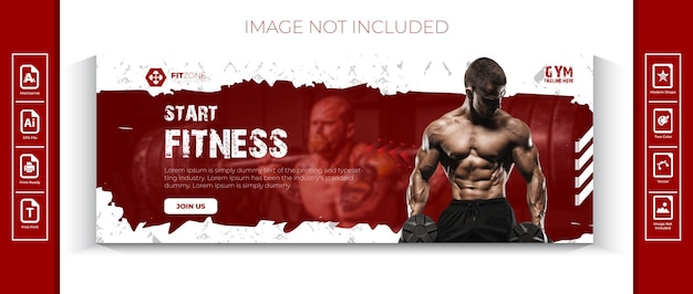 Unique gym banner design template free vector