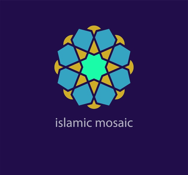 Unique islamic mosaic style logo design template. Abstract arabic symbol. Geometric unique shapes.