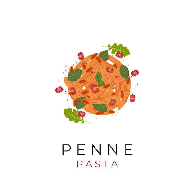 Unique Logo Of Penne Pasta With Delicious Tomato Sauce