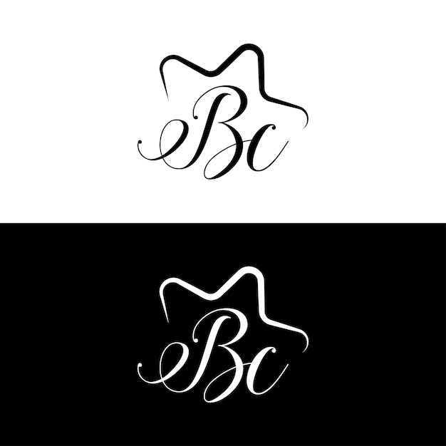 Vector unique minimal bc letter logo design