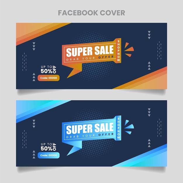 Unique Modern Editable super sale facebook cover or banner design template