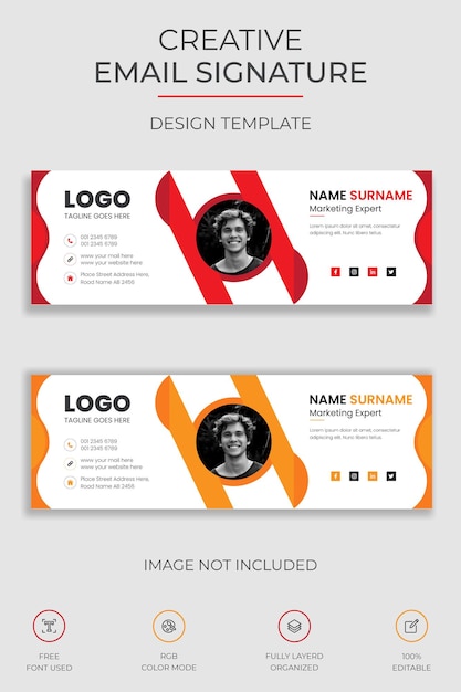 Unique amp modern email signature template or social media cover template premium vector