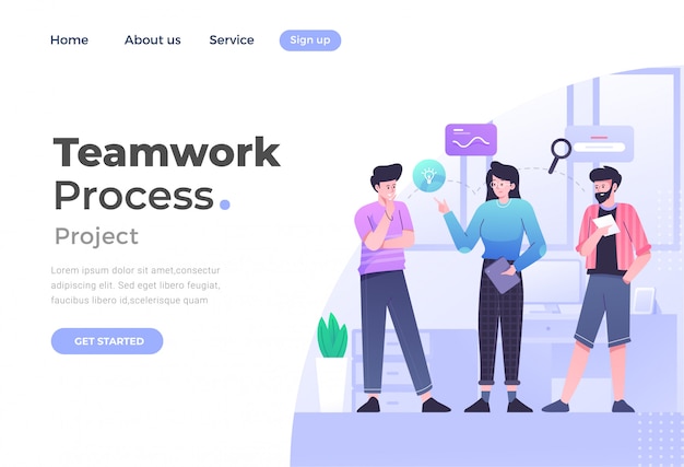 Unique Modern flat design concept of Teamwork for website and mobile website