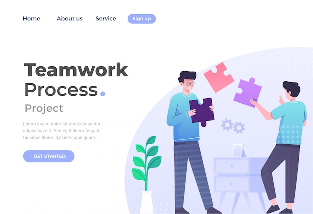 Unique Modern flat design concept of Teamwork for website and mobile website