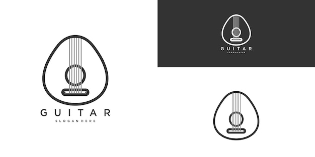 Unique modern guitar logo design Premium Vector