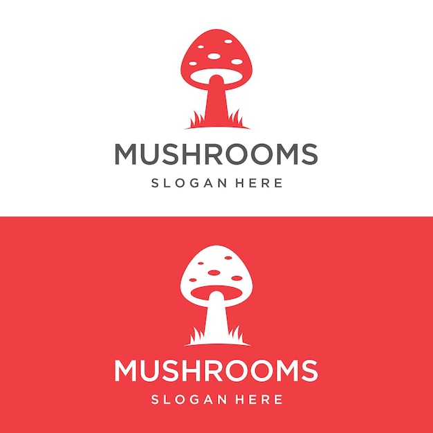 Unique organic mushroom farm creative logo template design with modern conceptVector illustration