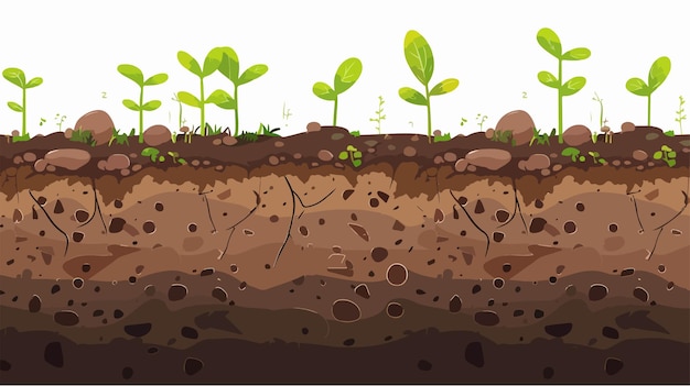 Vector unique perspective of soil surface texture in flat vector style