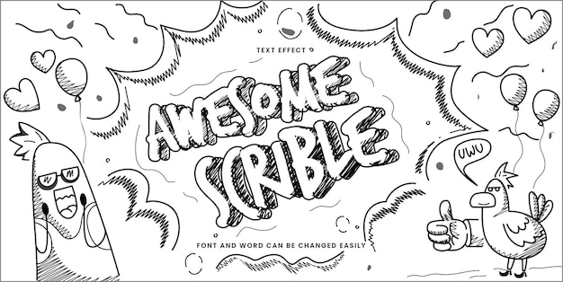 Unique Scribble Typography Awesome