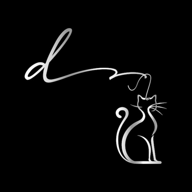 Vector unique and simple cat luxury logo design like letter or word d font luxury icon logo design template