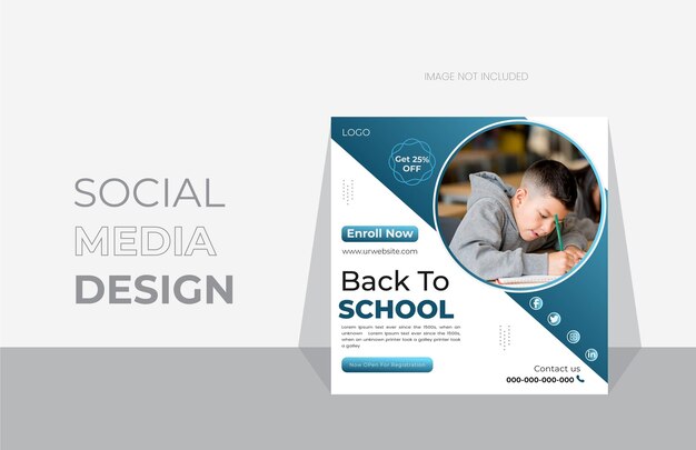 Vector unique and simple gradient back to school social media post banner design template