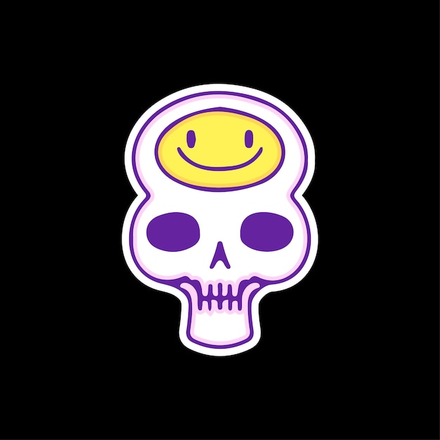 Unique skull head with smile emoticon, illustration for t-shirt, sticker