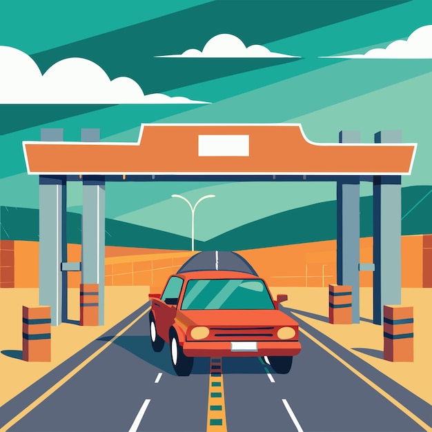 Vector unique vector design for car on the toll road and white background