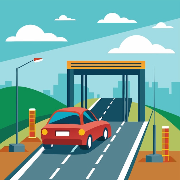 Unique Vector design for Car on the toll road and white background