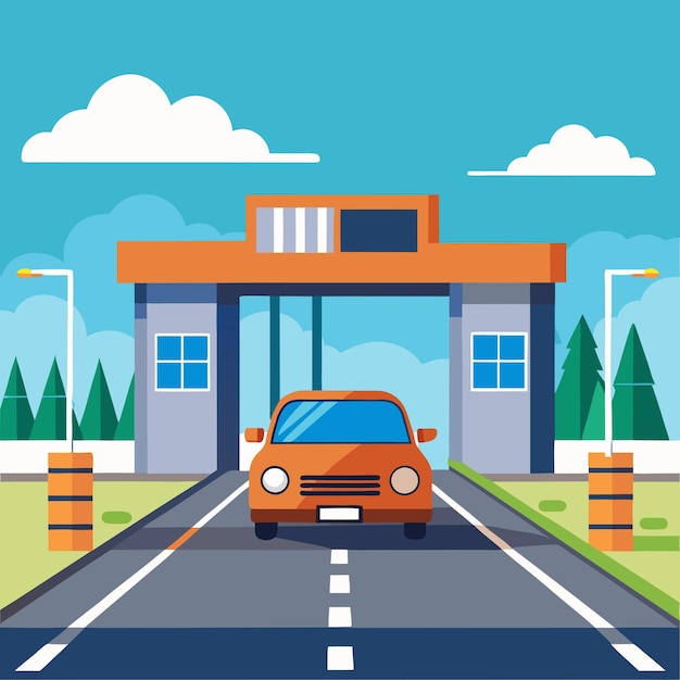 Unique Vector design for Car on the toll road and white background