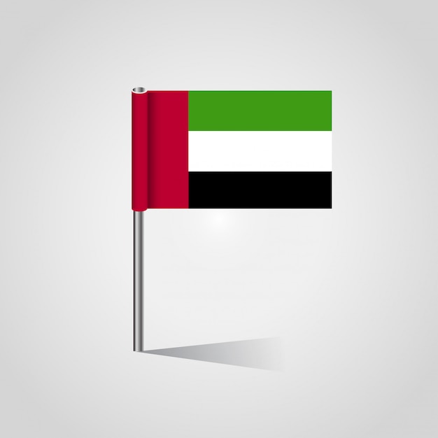 United Arab Emirates flag design vector with flag stand 