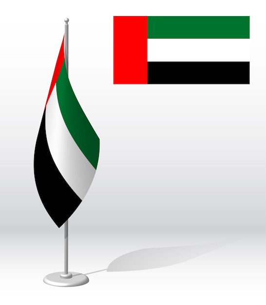 Vector united arab emirates flag on flagpole for registration of solemn event meeting foreign guests