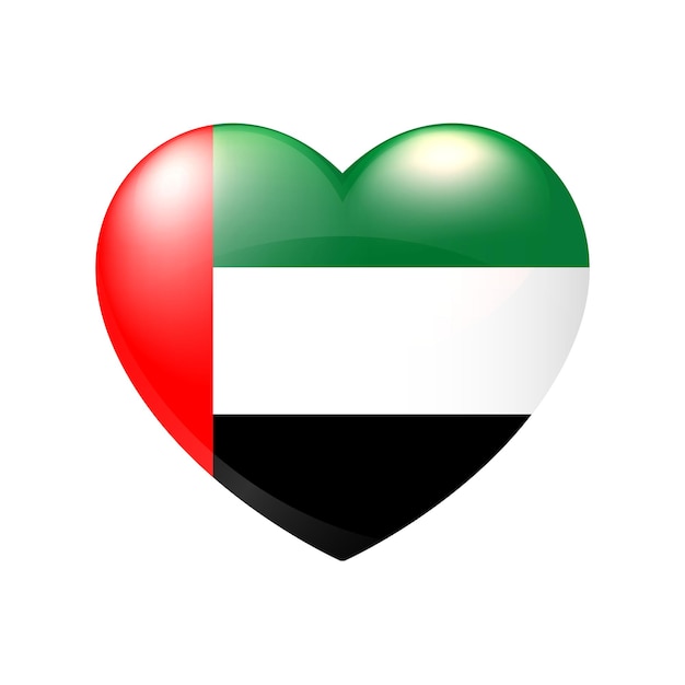 United Arab Emirates flag in heart Vector UAE emblem icon Country love symbol isolated eps10