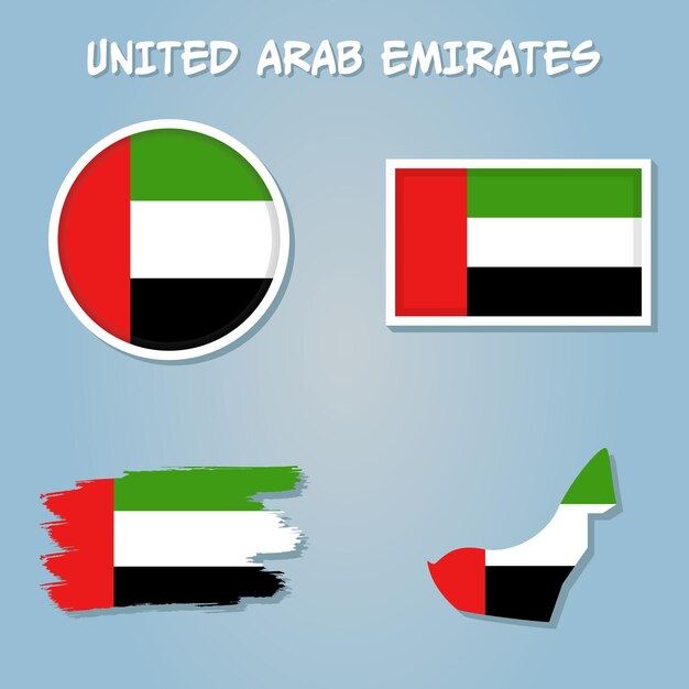 Vector united arab emirates highly detailed political map with national flag isolated on blue background