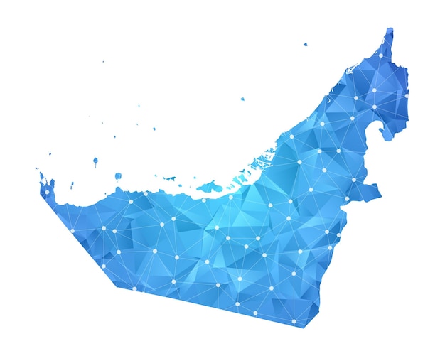 United Arab Emirates map line dots polygonal abstract geometric.