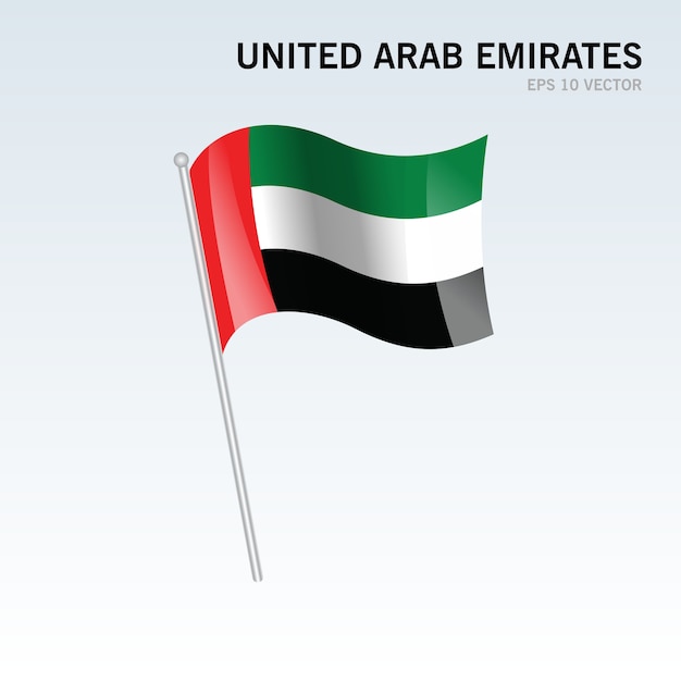 United Arab Emirates waving flag isolated on gray background