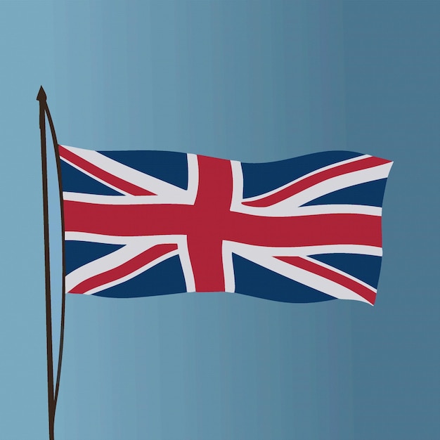 United Kingdom flag on flagpole on blue background national independence day illustration vector