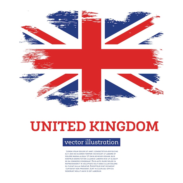 United Kingdom Flag with Brush Strokes. Vector Illustration. Independence Day.